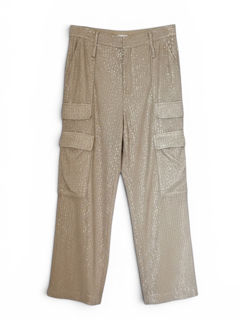 NWT The Noli Shop Sequin Cargo Pant - Pearl